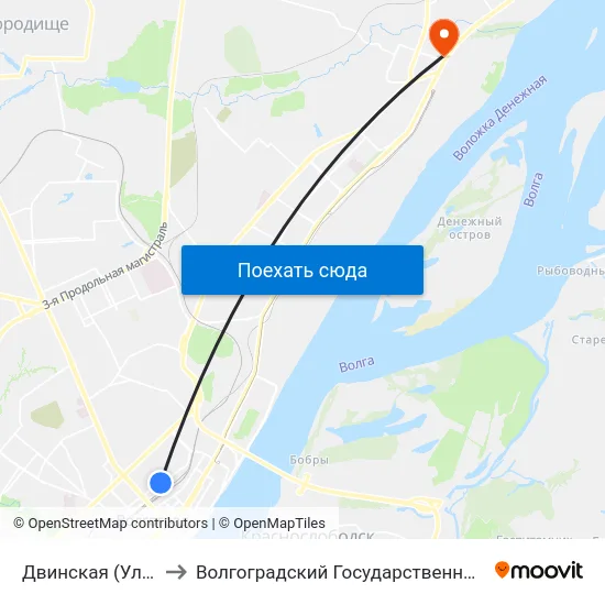 Двинская (Ул. Пархоменко) to Волгоградский Государственный Технический Университет map