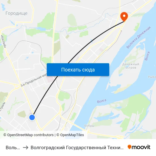 Вольская to Волгоградский Государственный Технический Университет map