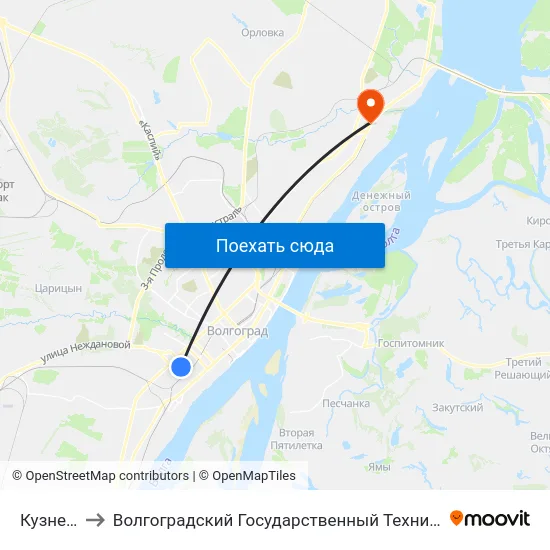 Кузнецкая to Волгоградский Государственный Технический Университет map