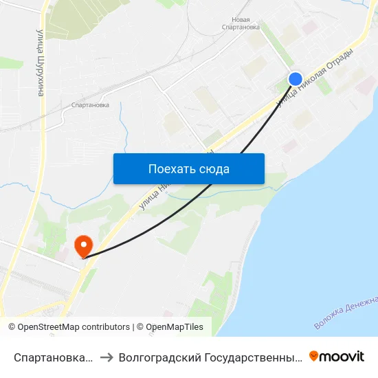 Спартановка (Универсам) to Волгоградский Государственный Технический Университет map