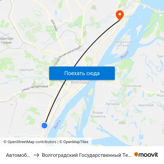 Автомобилистов to Волгоградский Государственный Технический Университет map