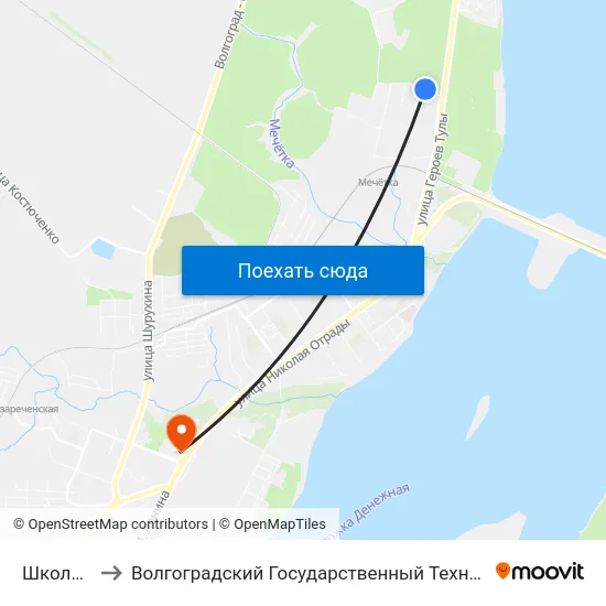 Школа №87 to Волгоградский Государственный Технический Университет map