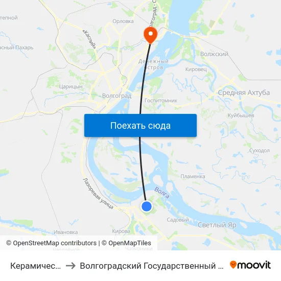 Керамический Завод to Волгоградский Государственный Технический Университет map