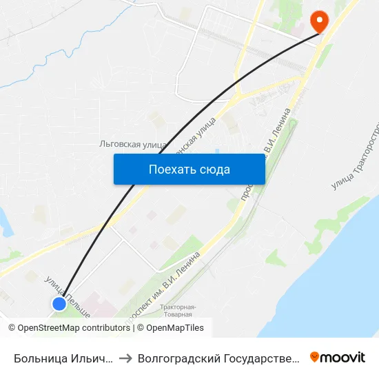Больница Ильича (Ул. Таращанцев) to Волгоградский Государственный Технический Университет map