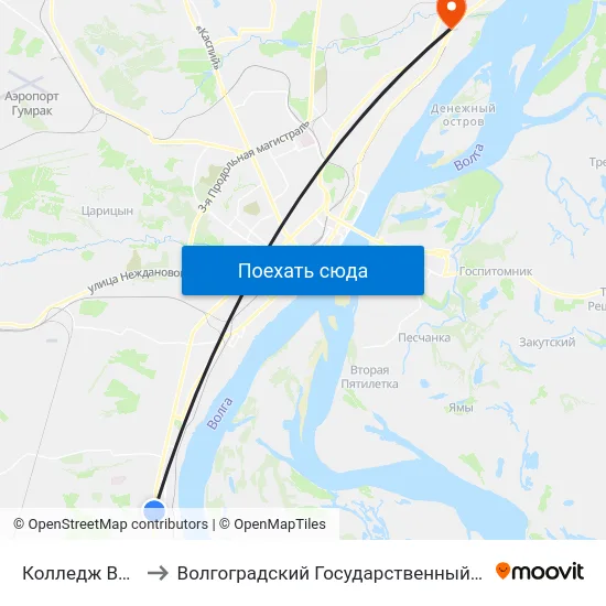 Колледж Вернадского to Волгоградский Государственный Технический Университет map