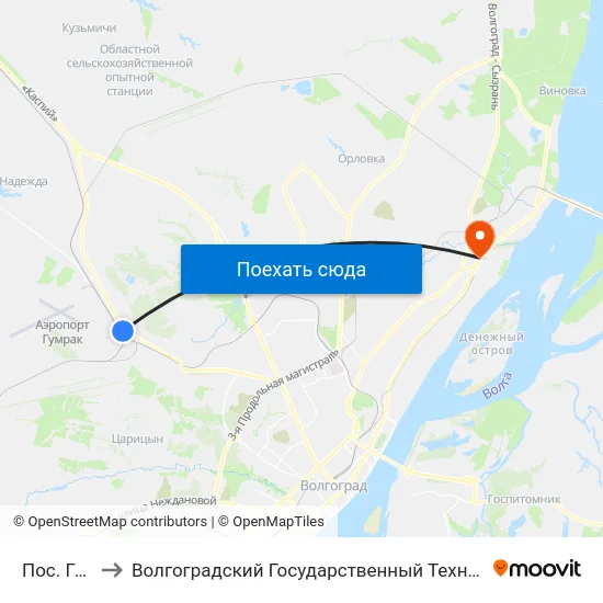 Пос. Гумрак to Волгоградский Государственный Технический Университет map