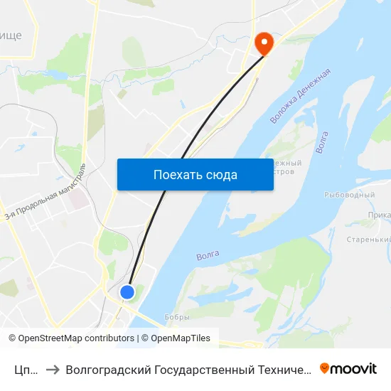 Цпкио to Волгоградский Государственный Технический Университет map