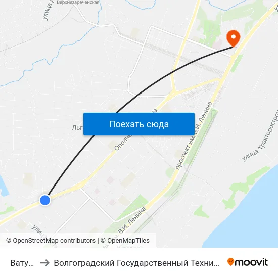 Ватутина to Волгоградский Государственный Технический Университет map