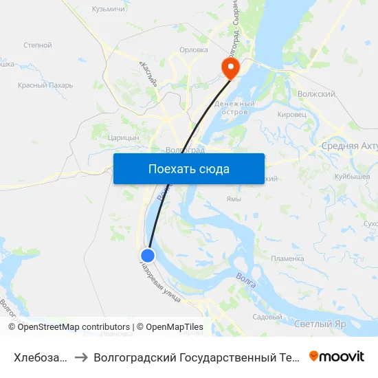 Хлебозавод №3 to Волгоградский Государственный Технический Университет map