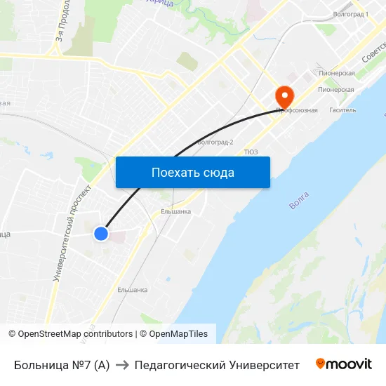 Больница №7 (А) to Педагогический Университет map