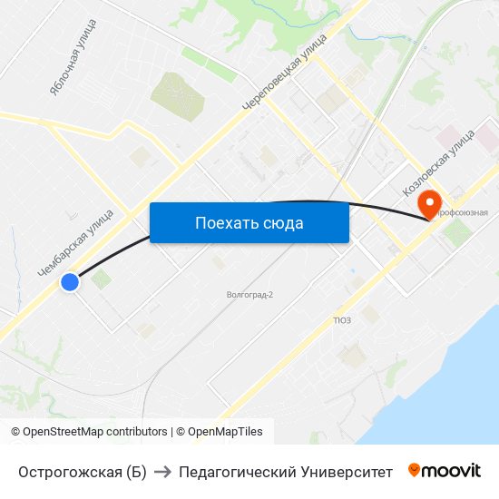 Острогожская (Б) to Педагогический Университет map