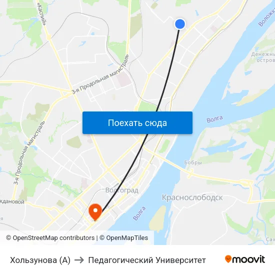 Хользунова (А) to Педагогический Университет map