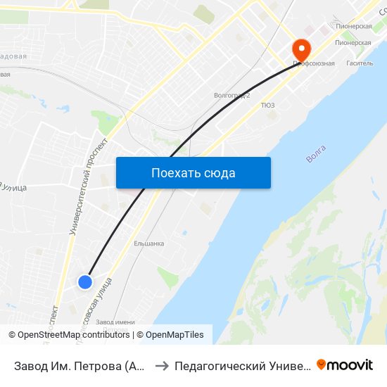 Завод Им. Петрова (Автобус) to Педагогический Университет map