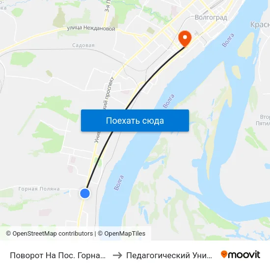 Поворот На Пос. Горная Поляна to Педагогический Университет map