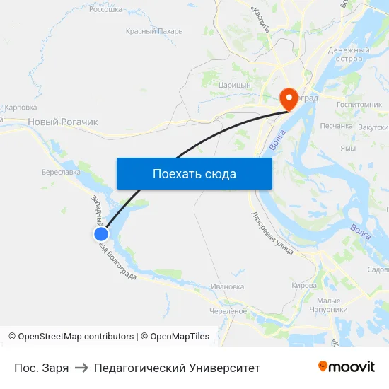 Пос. Заря to Педагогический Университет map