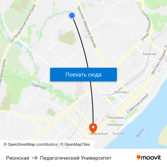 Рионская to Педагогический Университет map