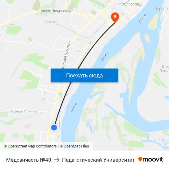 Медсанчасть №40 to Педагогический Университет map