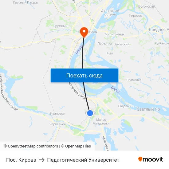 Пос. Кирова to Педагогический Университет map