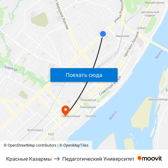 Красные Казармы to Педагогический Университет map