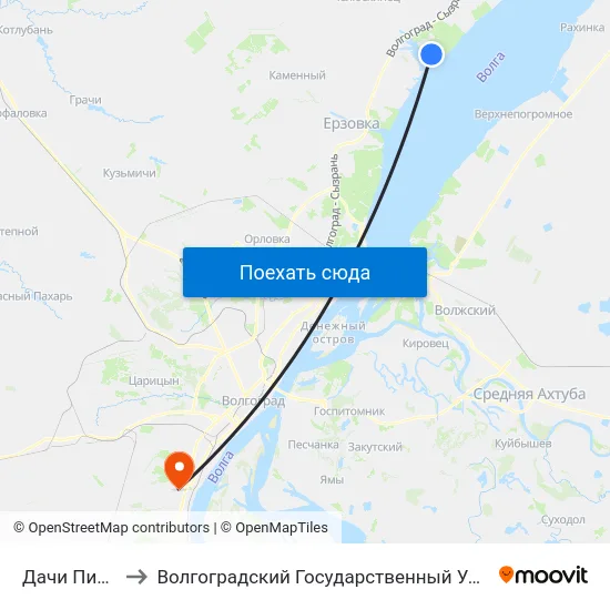 Дачи Пичуга (А) to Волгоградский Государственный Университет "" Волгу"" map