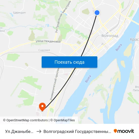 Ул.Джаныбековская (А) to Волгоградский Государственный Университет "" Волгу"" map