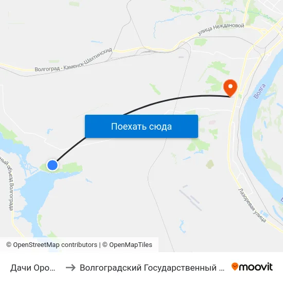 Дачи Орошенец (А) to Волгоградский Государственный Университет "" Волгу"" map