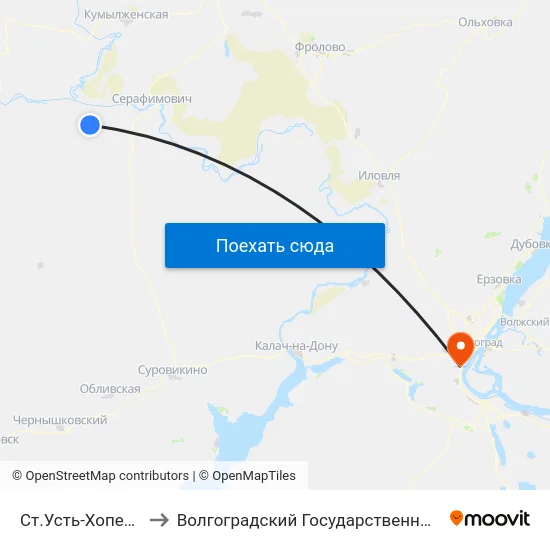 Ст.Усть-Хоперская Тр. (А) to Волгоградский Государственный Университет "" Волгу"" map