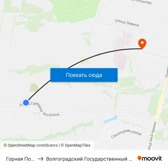 Горная Поляна (А) to Волгоградский Государственный Университет "" Волгу"" map