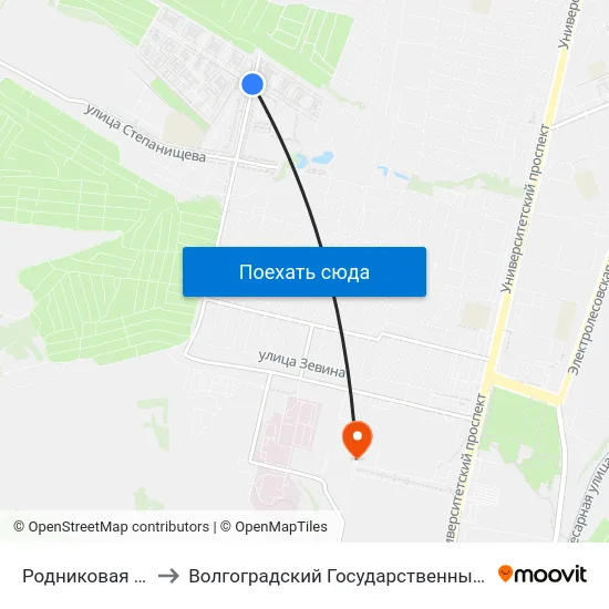 Родниковая Долина (А) to Волгоградский Государственный Университет "" Волгу"" map