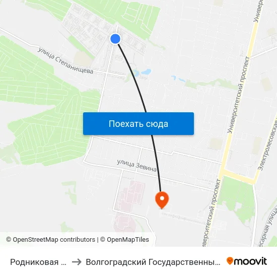 Родниковая Долина (Б) to Волгоградский Государственный Университет "" Волгу"" map