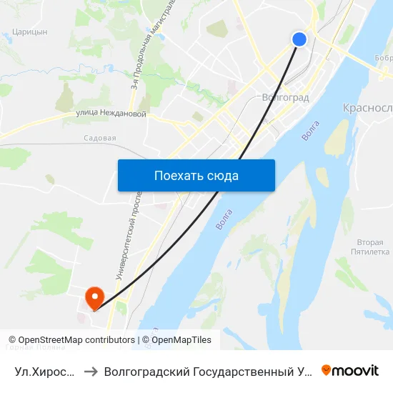 Ул.Хиросимы (А) to Волгоградский Государственный Университет "" Волгу"" map