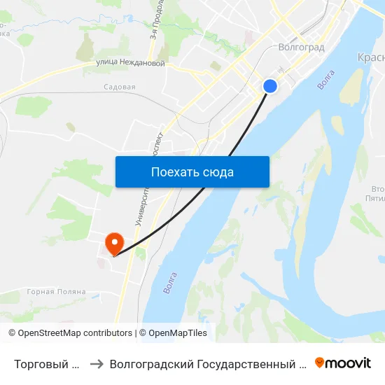 Торговый Центр (А) to Волгоградский Государственный Университет "" Волгу"" map