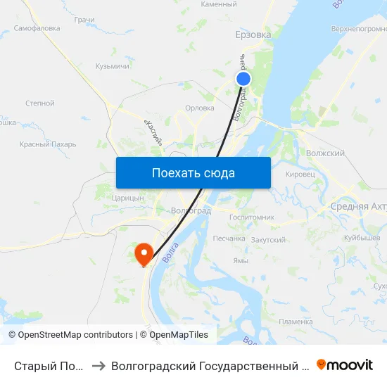 Старый Пост Гаи (Б) to Волгоградский Государственный Университет "" Волгу"" map