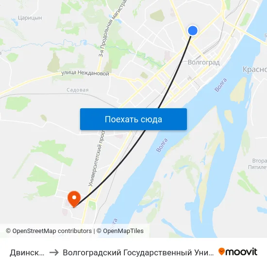 Двинская (А) to Волгоградский Государственный Университет "" Волгу"" map