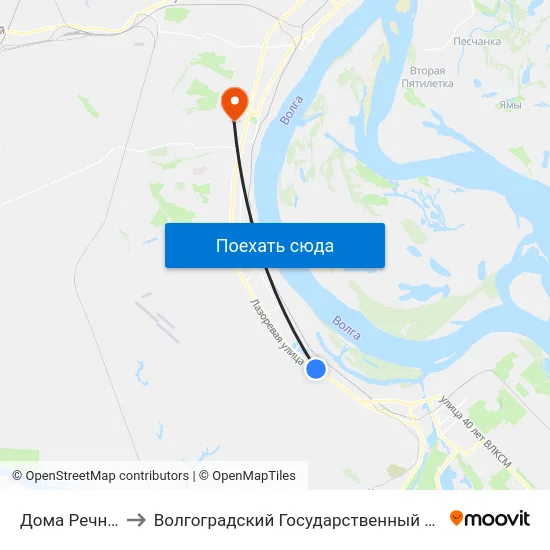 Дома Речников (А) to Волгоградский Государственный Университет "" Волгу"" map
