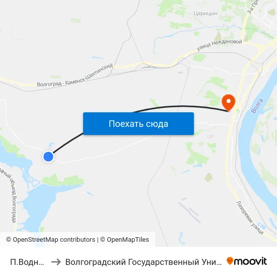 П.Водный (Б) to Волгоградский Государственный Университет "" Волгу"" map