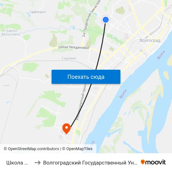 Школа №36 (А) to Волгоградский Государственный Университет "" Волгу"" map