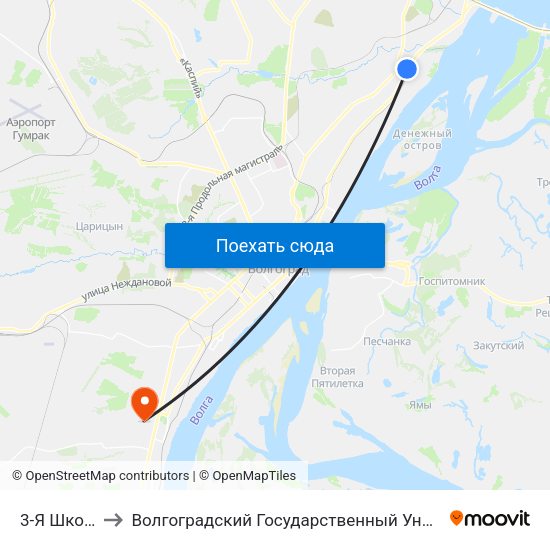 3-Я Школа (Б) to Волгоградский Государственный Университет "" Волгу"" map