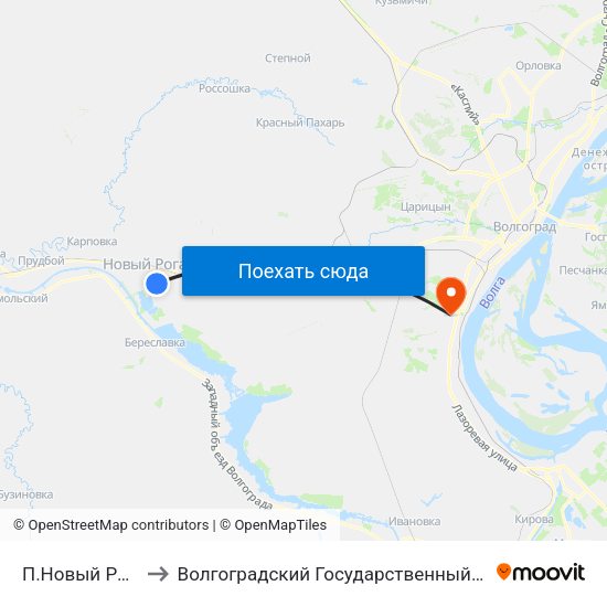 П.Новый Рогачик (Б) to Волгоградский Государственный Университет "" Волгу"" map