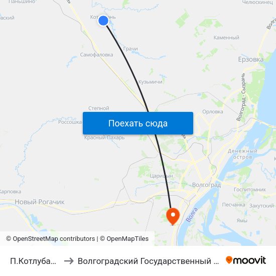 П.Котлубань Тр. (А) to Волгоградский Государственный Университет "" Волгу"" map