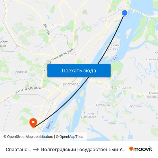 Спартановка (Б) to Волгоградский Государственный Университет "" Волгу"" map