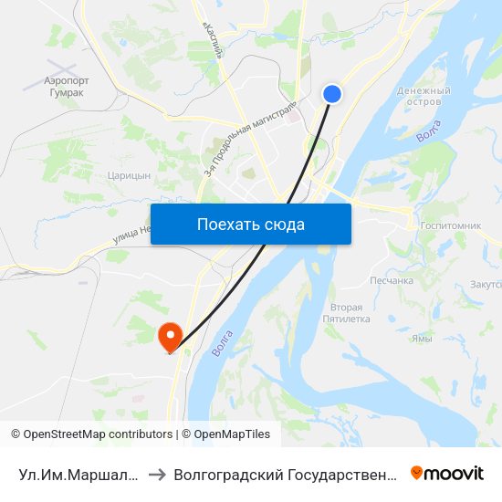 Ул.Им.Маршала Еременко (А) to Волгоградский Государственный Университет "" Волгу"" map