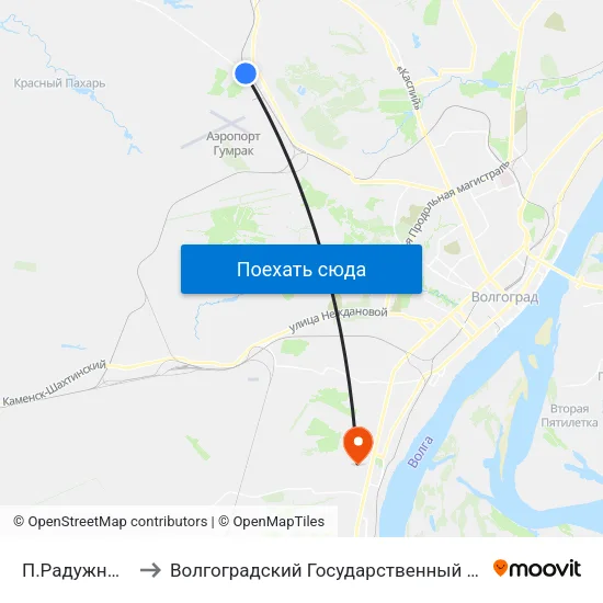 П.Радужный Тр. (А) to Волгоградский Государственный Университет "" Волгу"" map