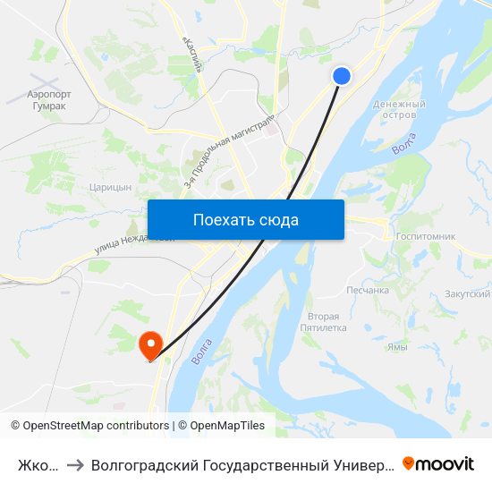 Жко (А) to Волгоградский Государственный Университет "" Волгу"" map