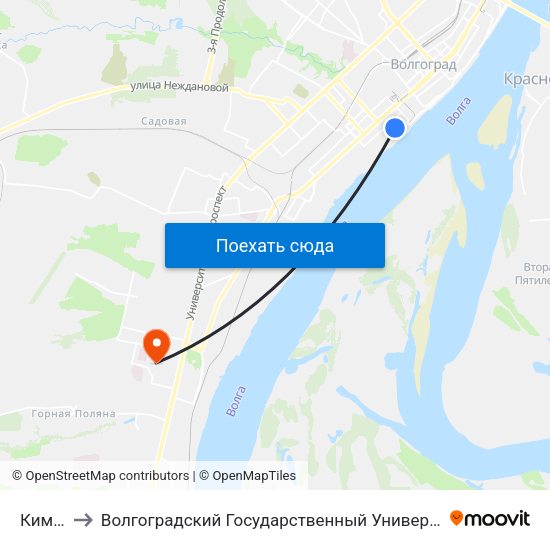 Ким (Б) to Волгоградский Государственный Университет "" Волгу"" map