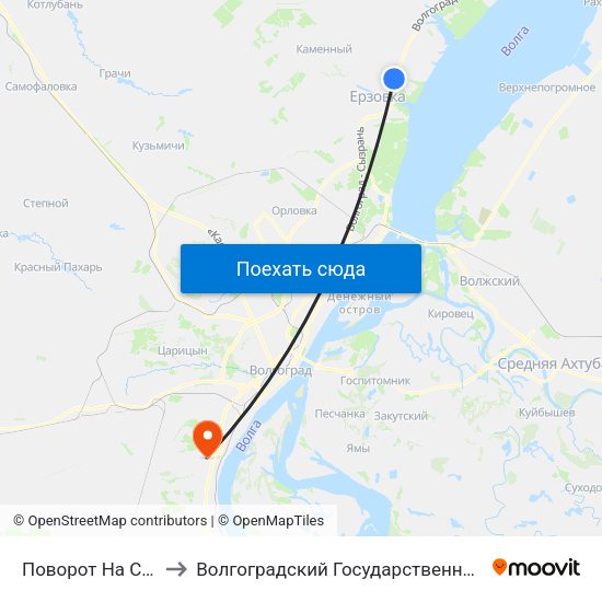 Поворот На С.Каменка (Б) to Волгоградский Государственный Университет "" Волгу"" map