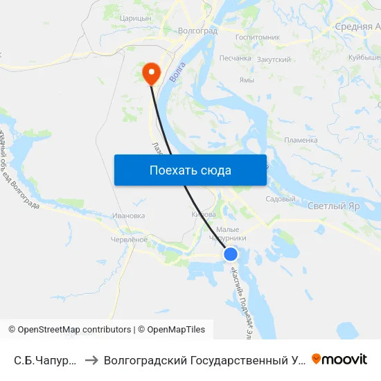 С.Б.Чапурники (Б) to Волгоградский Государственный Университет "" Волгу"" map