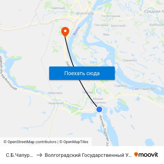 С.Б.Чапурники (А) to Волгоградский Государственный Университет "" Волгу"" map