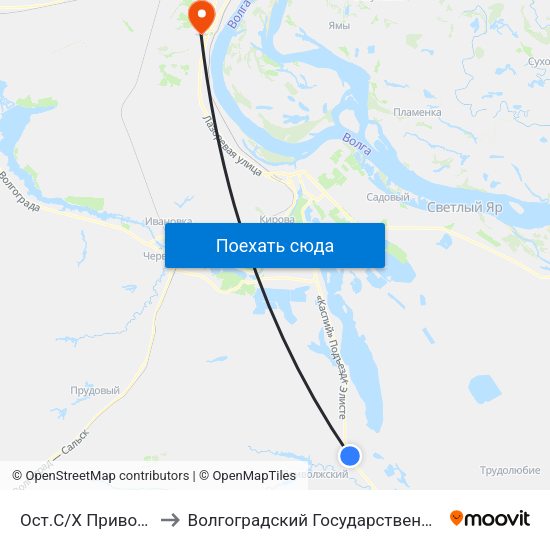 Ост.С/Х Приволжский Тр. (А) to Волгоградский Государственный Университет "" Волгу"" map