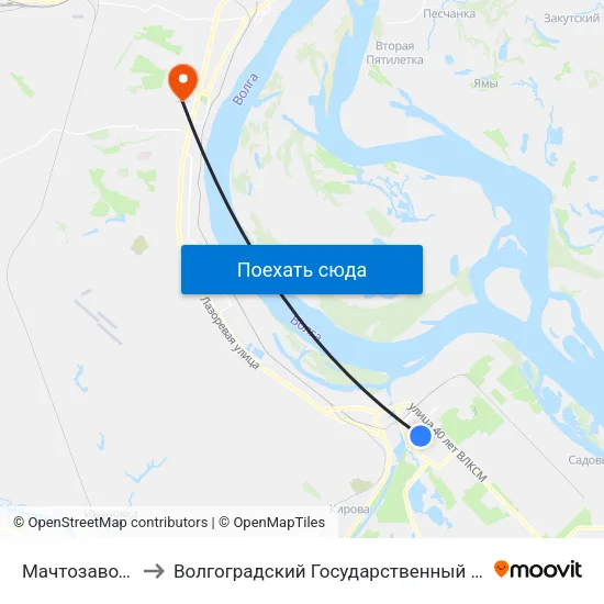 Мачтозаводская (А) to Волгоградский Государственный Университет "" Волгу"" map